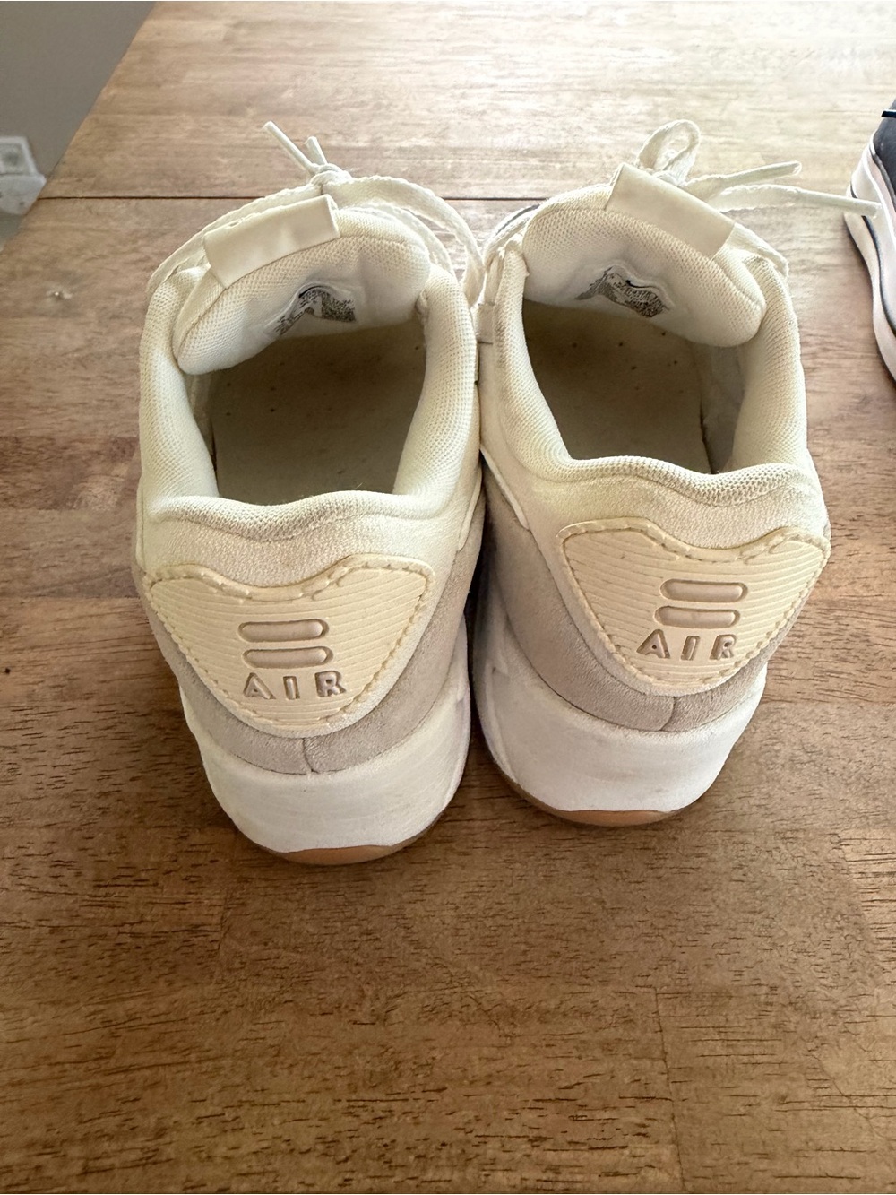 Nike Air Max 90 Women's Athletic Shoes in Cream, White and Light Gray Platform - Picture 3 of 6